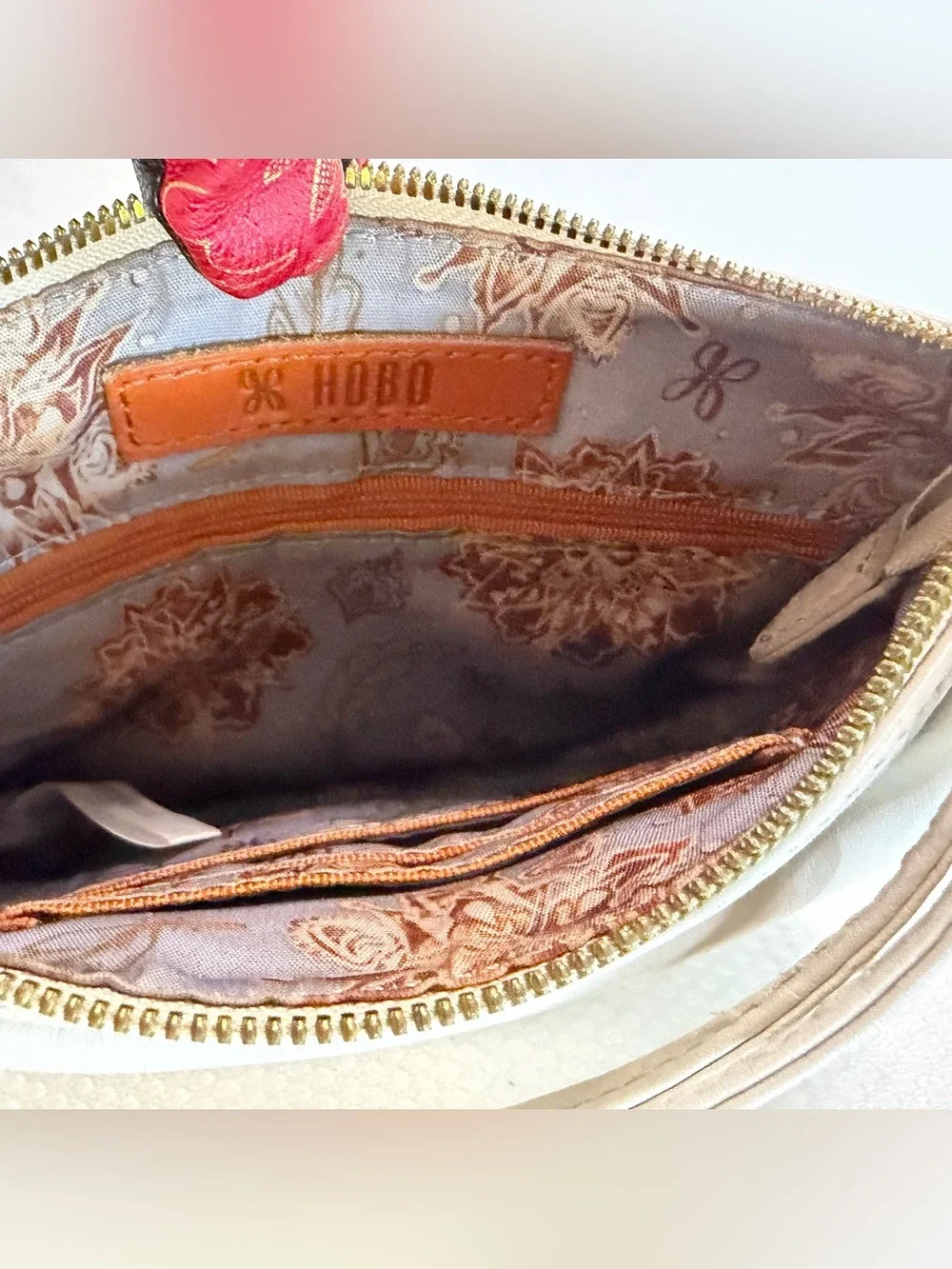 HOBO Cream Leather Wristlet Clutch - Stylish Everyday Carry